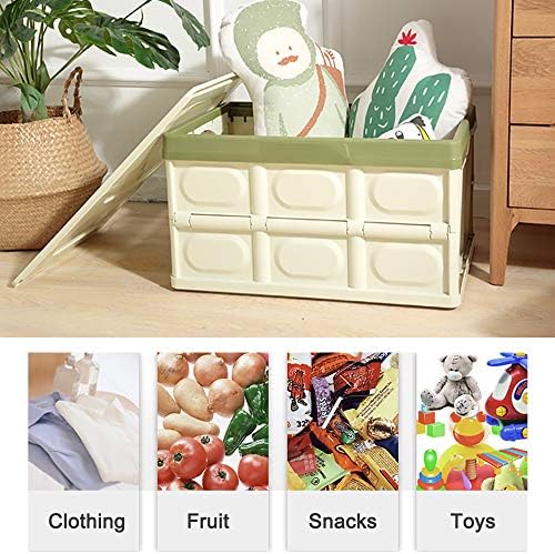 Lidded Storage Bins 2 Pack 30L Collapsible Storage Box Crates Plastic Tote Storage Box Container Stackable Folding Utility Crates for Clothes Books Snack Shoe Bag and Grocery Storage Bin-Green - Image 2
