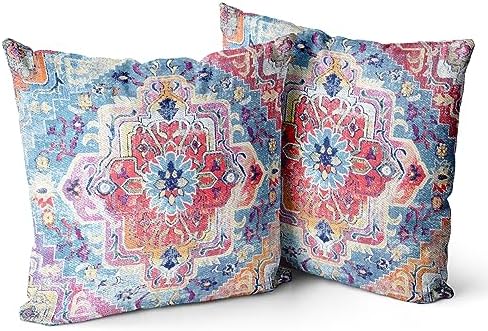 Snycler Antique Boho Hereke Rug Print Boho Throw Pillow Cover 16x16 Inch Set of 2 Double Sided Decorative Soft Throw Pillow Case Cushion Case for Home Decor Living Room Bed Couch Car by Snycler