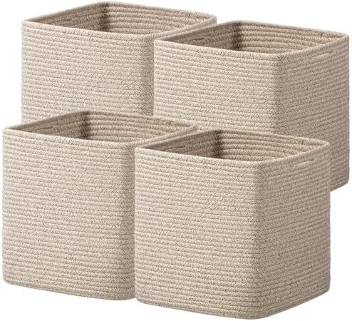 joybest 11inch Cube Storage Bins, Cotton Rope Woven Organizer Basket by joybest
