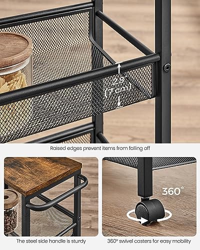 VASAGLE 4-Tier Slim Rolling Storage cart with Wheels, 8.7 Inches, Metal - Image 5