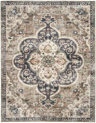 ReaLife Rugs Machine Washable Area Rug - Living Room Bedroom Bathroom Kitchen Entryway Office - Padded Low Pile Stain Resistant Premium - Boho Farmhouse Vintage - Joy - Brown Beige 7'6" x 9'6" - Image 3
