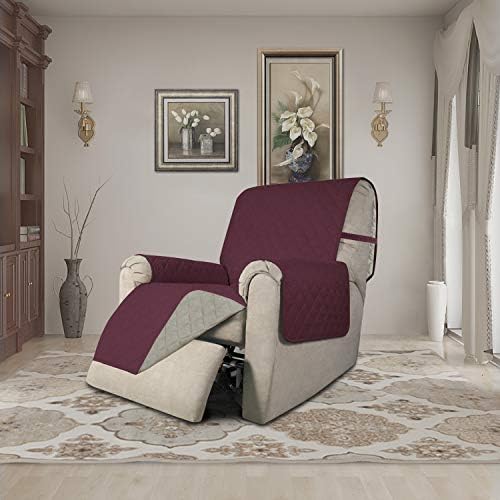Easy-Going Reversible Couch Cover, Recliner 19 in, Wine/Beige - Image 2