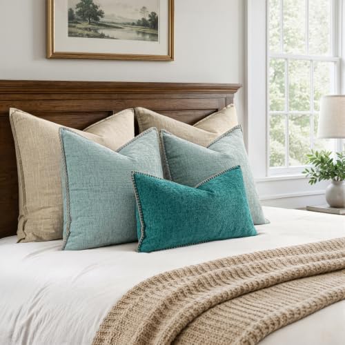 MIULEE Decorative Lumbar Throw Pillow Covers 12x20 Inch Teal 2 Pack - Image 6
