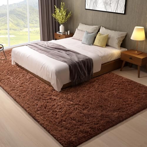 Ophanie 8x10 Brown Area Rugs for Living Room,Large Shag Bedroom Carpet,Big Indoor Thick Soft Shaggy Nursery Rug,Fluffy Carpets for Boy and Girls Room Dorm Decor Aesthetic with Over 99 pcs Pile fibers - Image 3