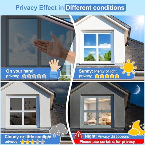 Window Privacy Film One Way Window Tint for Home & Office, 29.5" * 157.4 " - Image 7
