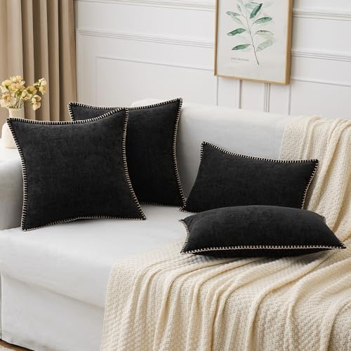 MIULEE Decorative Lumbar Throw Pillow Covers 12x20 Inch Black 2 Pack - Image 5