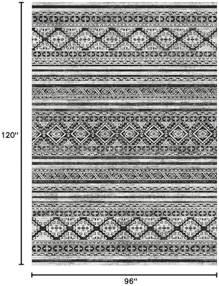 RUGSURE Washable Area Rugs 8' x 10' - 1/6 Thick - Moroccan-Inspired -Stain & Water Resistant Non-Slip - Resistant Rug for Living Room, Bedroom, Nursery, Pet & Child Friendly (Black) - Image 2