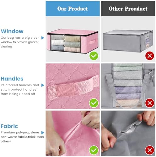 HomeHacks 6-Pack Clothes Organizer Storage Bags, 35L Storage Bins, Pink - Image 5