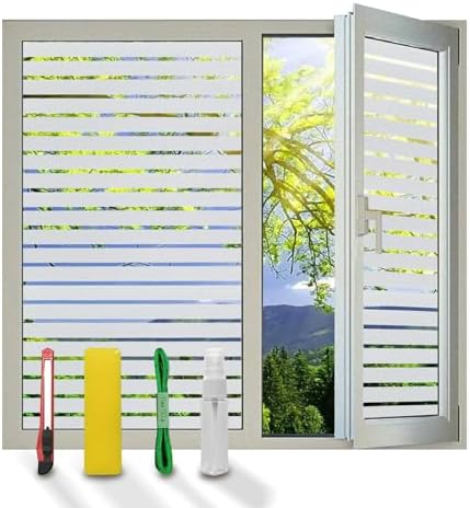 Window Privacy Film Striped with Tools, Stripes, 23.6" x 118.1" by DERZGAO