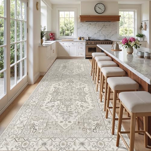 Madane 4x10 Wide Hallway Runner Rug Washable for Living Room, Beige/Brown - Image 2