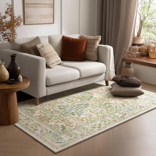 3x5 Small Area Rugs for Entryway: Machine Washable Rug Stain Resistant Non Slip Low Pile Soft Faux Wool Lightweight Entry Rug for Bedroom Living Room Kitchen Bathroom Laundry Office Front Door Indoor by palohom