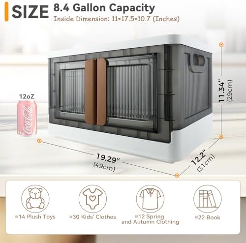 Storage Box, Cabinet with Lids, 8.4 Gallon (32L) Capacity, With Double Door and Lock, Foldable, Plastic, Underbed or Countertop Use, Home Organizer - Image 2