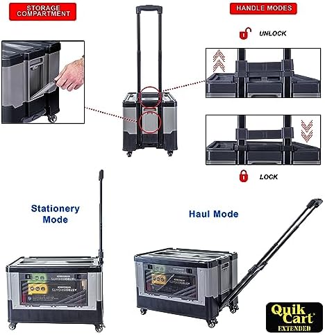dbest Products Quik Cart Extended Collapsible Rolling Crate - Gray & Black - Image 3