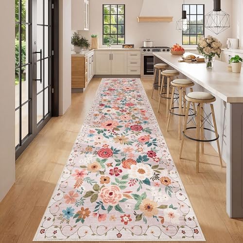 DUKINO 3x12 Washable Runner Rug, Long Hallway Runner Rug Non Slip, Beige - Image 3