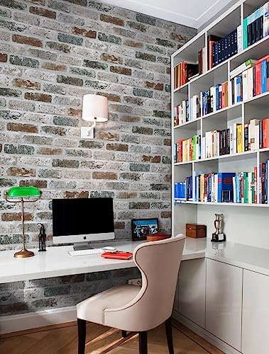 Guvana 17.3"×394" Brick Wallpaper Brick Peel and Stick Wallpaper | Red/Blue/Grey Self Adhesive Wall Paper Removable Contact Paper Texture Vintage Wallpaper for Kitchen Backsplash Accent Wall - Image 4