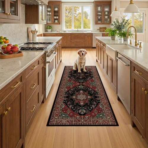 RELEANY Washable Area Rug, Runner 2'x5', Red/Black - Image 2