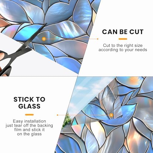 Stained Glass Window Privacy Film Static Cling - Rainbow Glass Decorative Sun Blocking Window Covering, Non-Adhesive Removable Stickers for Home & Office, 17.5" x 39.3" (Color 29) - Image 6