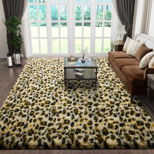 Ophanie 6x9 Leopard Rugs for Bedroom Living Room, Cheetah Print Rug Fluffy Shag Large Fuzzy Plush Soft Throw,Large Shaggy Floor Faux Animal Throw Carpets,Decor Aesthetic with Over 99 pcs Pile fibers - Image 3