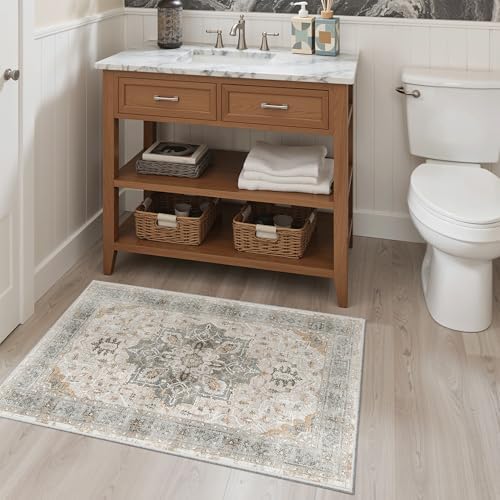 Madane Washable Area Rug 2x3 Small Entryway Rugs Non-Slip Light Taupe Brown - Image 4
