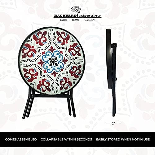 Backyard Expressions Folding Glass Patio Side Table-Mosaic Pattern-18 Inch - Image 4