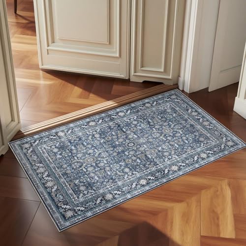 OPPODREAM Vintage Blue Area Rugs 2x3, Washable Rug for Living Room by OPPODREAM
