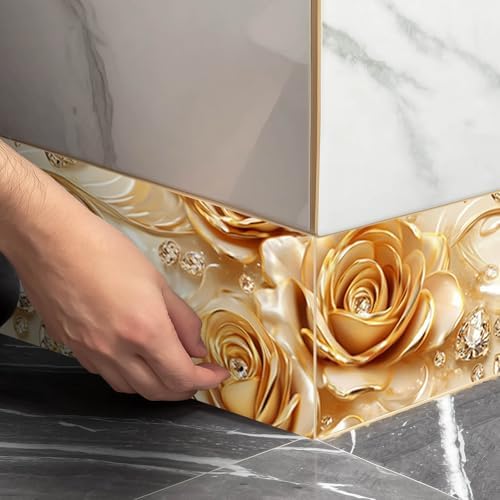 IVN Wallpaper Border Peel and Stick Wall Golden Rose Jewel 4x196 Inch - Image 6