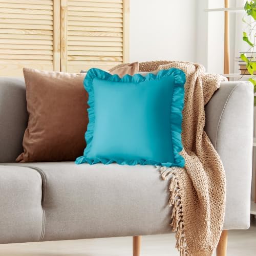 KKJIAF 2 Pack Ruffle Pillow Cases 20x20 Inches, Teal - Image 5