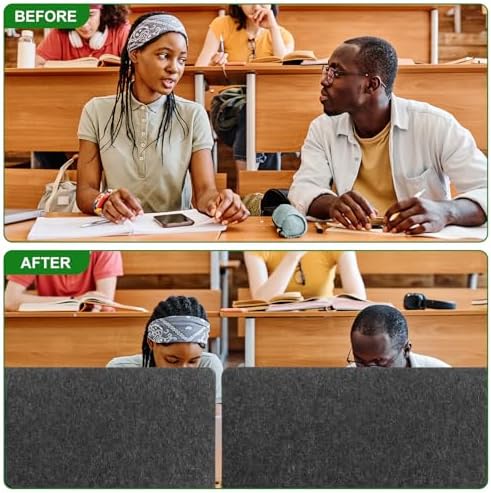 DoubleFill 2 Pack Acoustic Desk Divider Partition 23.6 x 47.2" Stand up Freestanding Privacy Panel Noise Visual Distractions Reducing Table Divider for Student Reception Area Office (Deep Gray) - Image 5