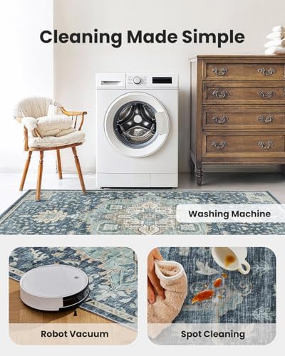 AMADA HOMEFURNISHING 9x12 Washable Area Rug, Low-Profile Large Area Rug with Non-Slip Backing & Durable Edge Binding, Vintage Large Rugs for Living Room, Bedroom & Dining Room - Image 5