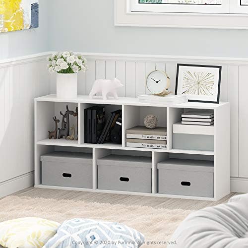 Furinno LUDER Book Shelf, 7-Cube Bookshelf, Bookcase with Open Shelves, 9.4 x 19.5 x 41.7, Easy Assembly, for Living Room, Bedroom, Home Office, White - Image 2