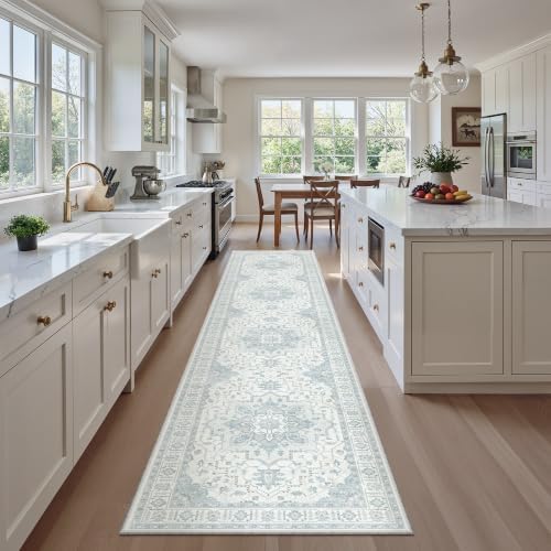 Madane Runner Rug 2x10 Rugs for Hallways, Non-Slip Rug Runners, Sky Blue - Image 2