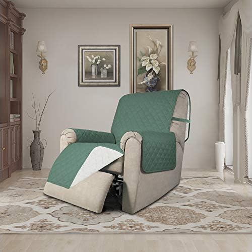 Easy-Going Reversible Couch Cover, Recliner 19 in, Cyan/Ivory - Image 2