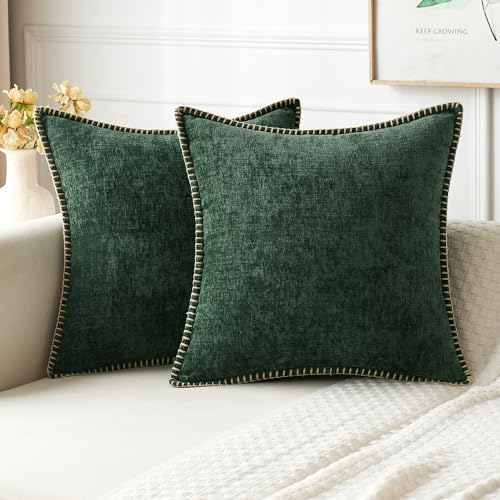 MIULEE Decorative Couch Throw Pillow Covers 20x20 Inch Dark Green 2 Pack by MIULEE