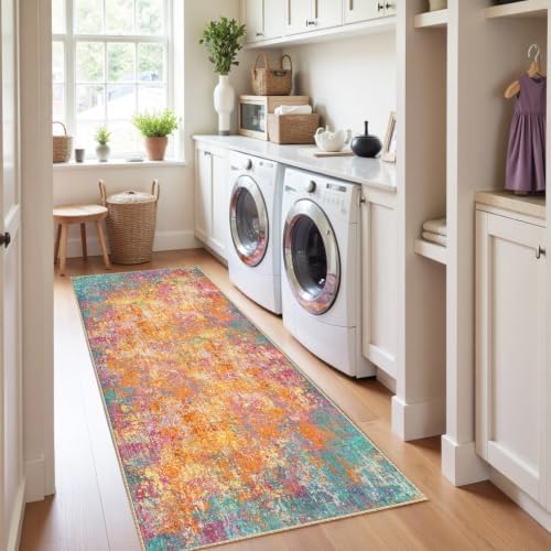 RELEANY Washable Runner 2'x8' Abstract Area Rug for Hallway Starlight - Image 4
