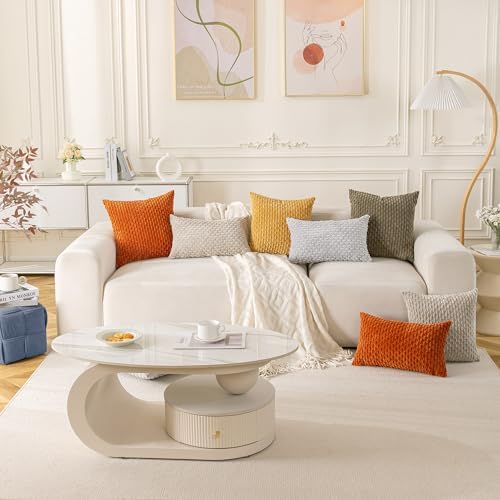Set of 4 Light Brown Decorative Throw Pillow Covers 18x18 Inch Corduroy Pillow Covers for Bed Couch Sofa Living Room Soft Square Cushion Cases - Image 2