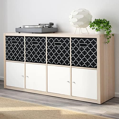 Black Foldable Storage Cubes Bins , Fabric Storage Box Cubes Organizer Baskets with Dual Handles for Home Organizer Black Light - Image 4