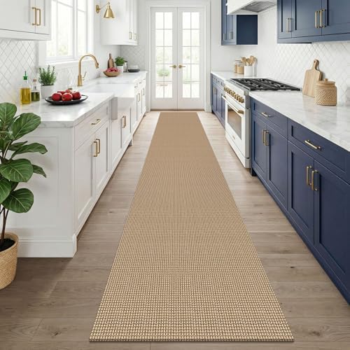 KOZYFLY Boho 2.5'x14' Runners Rugs for Hallway, Long Washable Runner Rug, Woven Non Slip Kitchen Runner, Farmhouse Entryway Rug, Floor Carpet for Entry, Aisle, Hall, Orange Beige/Tan/Brown - Image 2