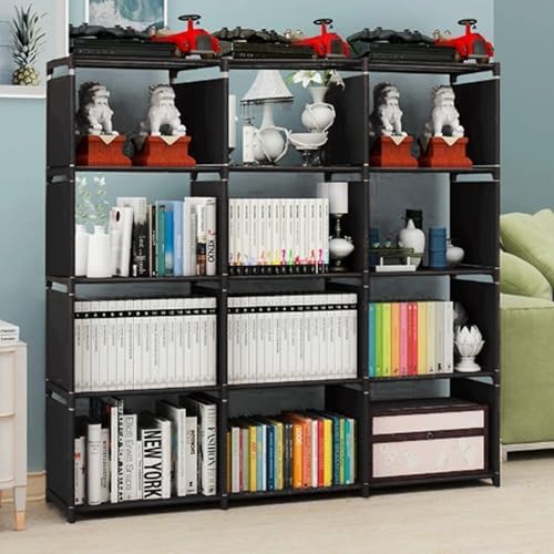 12 Cube Storage Organizer Book Shelves, DIY Open Stackable Bookshelf, Extra Large Plastic Bookcase Rack for Bedroom, Living Room, Home Office - Image 7
