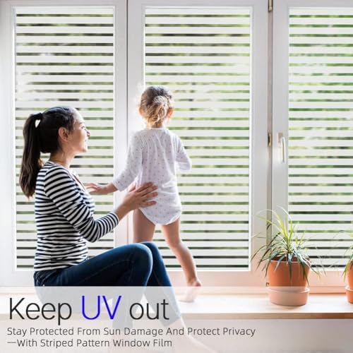 Qualsen Window Privacy Film Frosted Stripe Window Film, 11.8'' x 47.2'' - Image 3