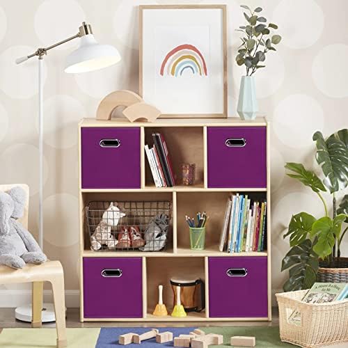 Fabric Cloth Storage Bins,Fabric Cube Organizer with Dual Handles Foldable Cube Storage Baskets for Home Bedroom Storage,Set of 8,(Purple) - Image 5