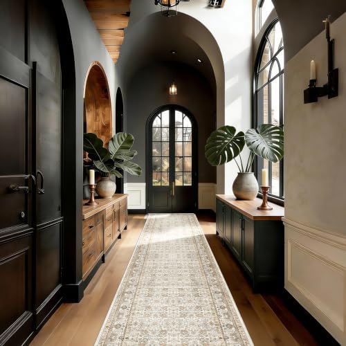 2'6x12 Hallway Washable Runner Rug: Low Pile Runners Rugs for Kitchen Entryway Vintage Stain Resistant Carpet for Bedroom Soft Easy to Clean Non-Skid Floor Mats for Dining Room - Image 3
