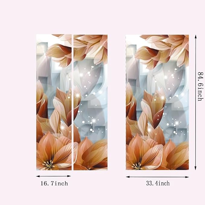 artfanke 3D Peel and Stick Door Sticker 33.5"x84.6"- Self-Adhesive Door Wallpaper Murals Decal Wall Poster Brown Flowers for Home Decor (2 Sheets/Set) - Image 5