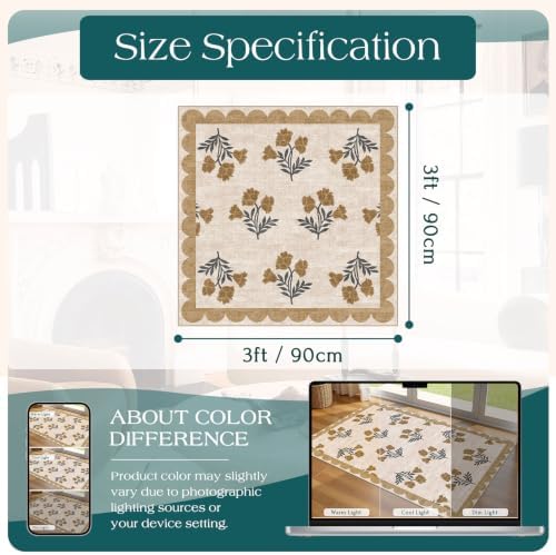3x3 Square Entryway Rug - Front Door Mat Indoor Outside Entrance - Image 2