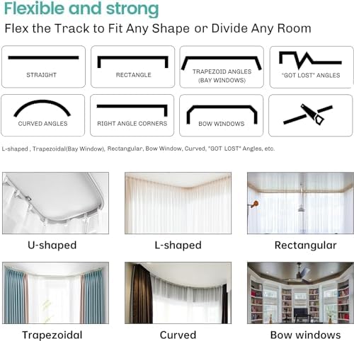 Hoeflife Room Dividers Blackout Curtains With Ceiling Mount Track for Living Room Bedroom - 1 Panel W100 x H108 White Curtain and Black Track - Image 5