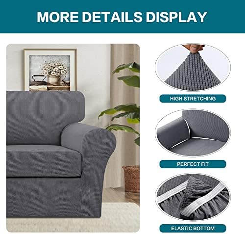Turquoize 2 Piece Chair Covers Chair Slipcovers for Living Room Armchair Couch Cover Chair Sofa Cover with Individual Cushion Covers Furniture Cover for Chairs Feature Jacquard Fabric (Chair, Gray) - Image 4