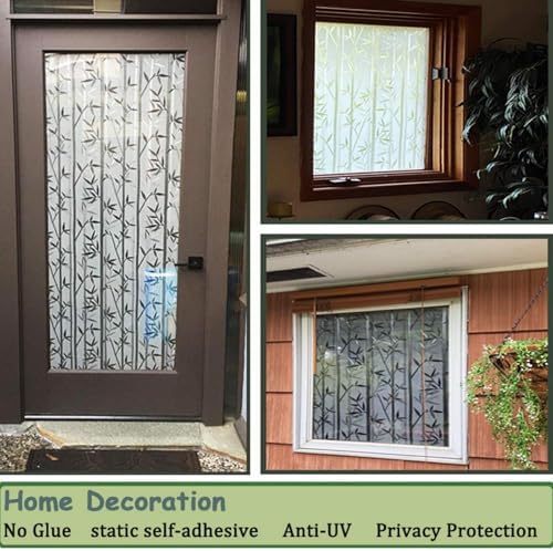 Finnez Bamboo Window Privacy Film, Frosted Decorative Pattern 23.6" x 157.4" - Image 2