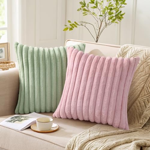 Pallene Faux Fur Decorative Throw Pillow Covers 12x20 Set of 2, Sage Green - Image 5