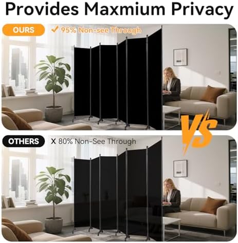 Folding Room Divider W/Wheels,Heavy Duty Base Privacy Screen Separator - Image 6
