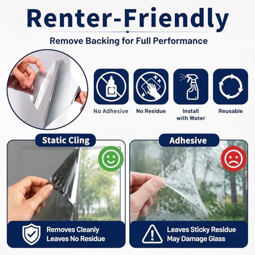 WPCTEV One Way Window Privacy Film, Mirror Tint, Black, 11.8In x 7.2Ft - Image 5