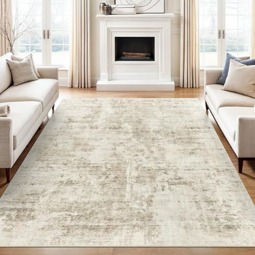 Soalmost Abstract Area Rug 6x9 for Living Room Washable Rugs Beige/Gray by Soalmost